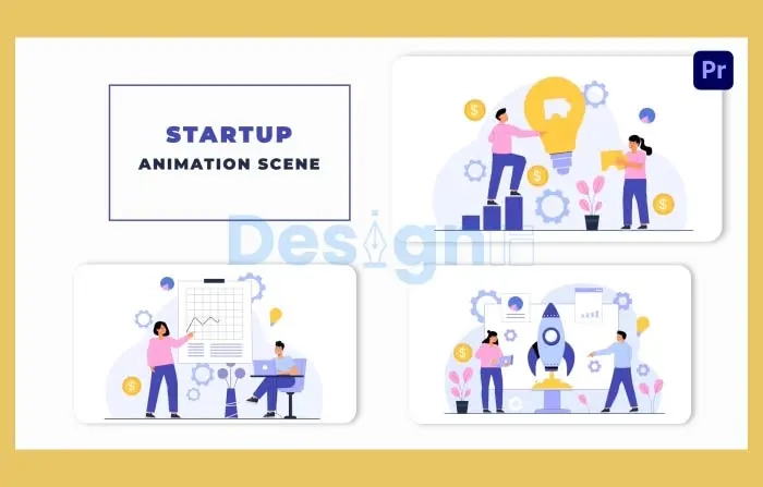 Startup Flat Character Animation Scene