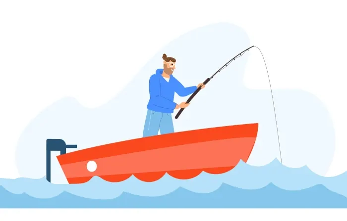 Stock Art of Man Fishing Cartoon Character Illustration image
