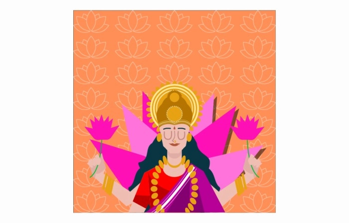 Stunning Lakshmi Puja Illustration To Make Your Festive Decor Shine image