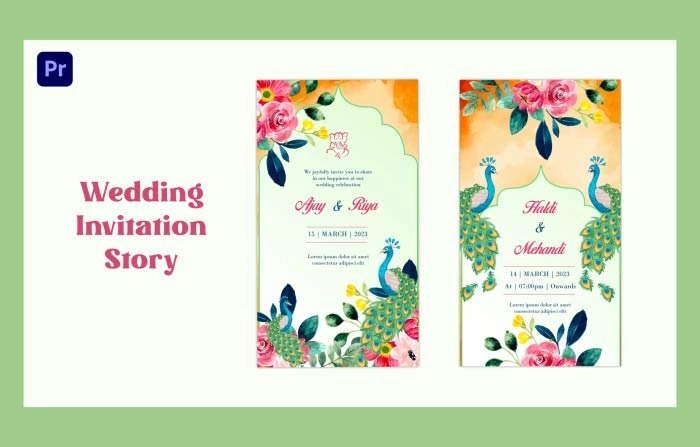 Stylish Wedding Invitation Video Instagram Premiere Pro Template