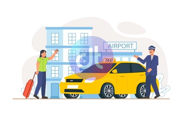 Taxi Service Character Animation Scene