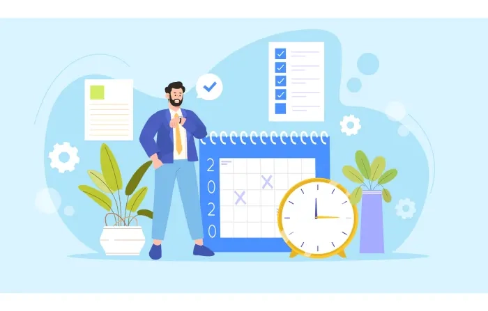 Time Management Concept Illustration with Man
