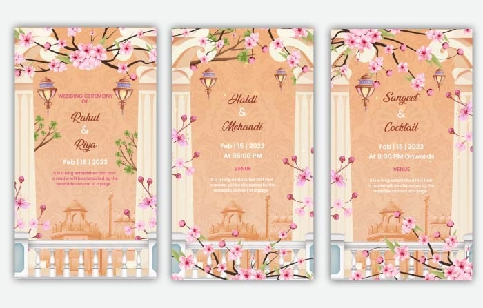 Traditional Animated Wedding Invitation Instagram Story After Effects Template