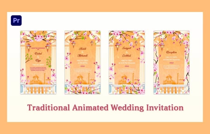 Traditional Animated Wedding Invitation Instagram Story Premiere Pro Template