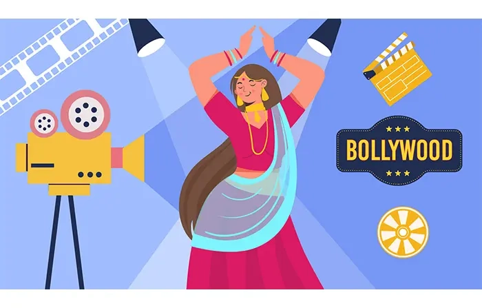 Traditional Bollywood Woman Dance Avatar Illustration