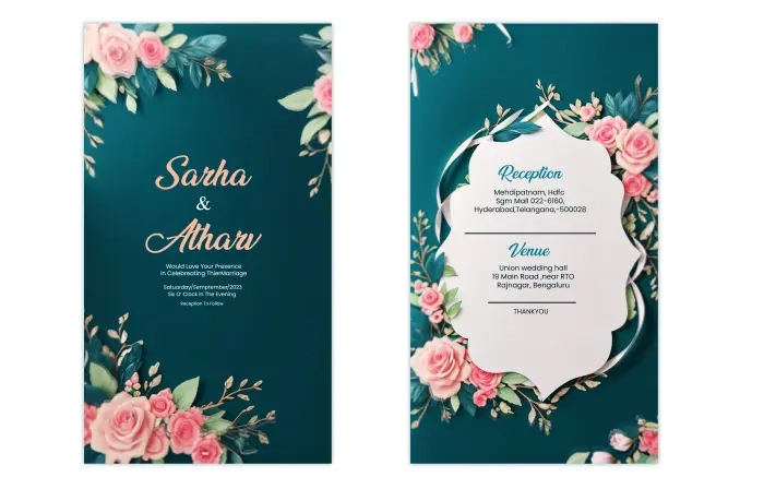 Traditional Floral 3D Wedding Invitation Card Instagram Story