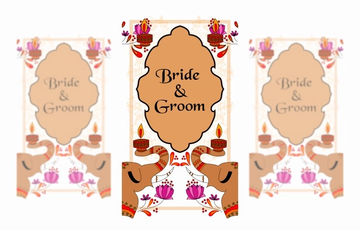 Traditional Indian Elements Wedding Invitation Illustration image