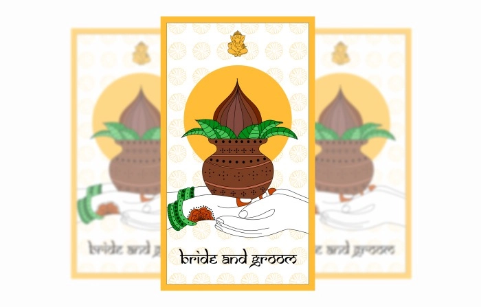 Traditional Indian Wedding Invitation Illustration