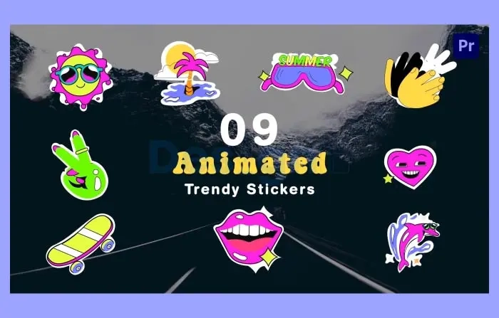 Trendy Sticker Design 2D Animation