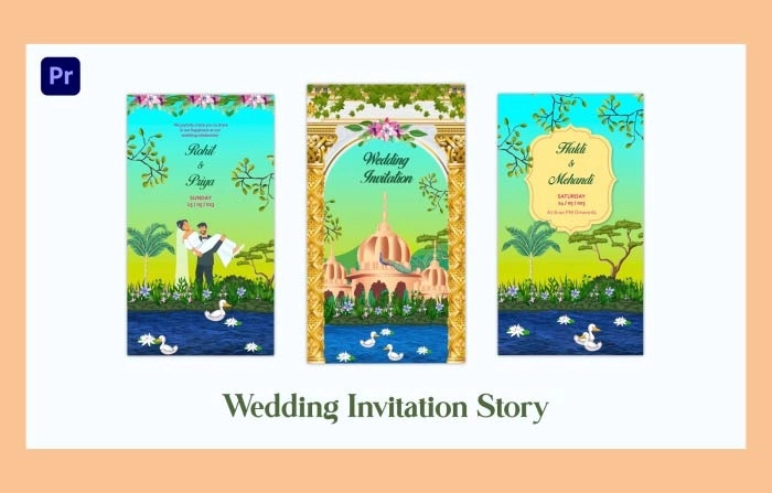 Unique Floral Wedding Invitation Instagram Story Premiere Pro Template