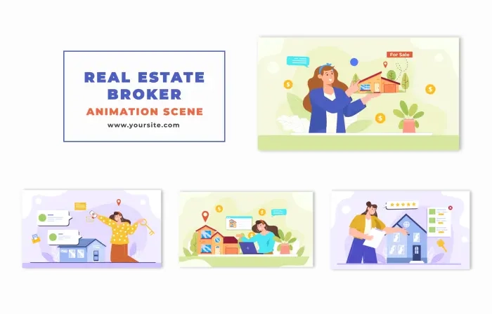 Vector Animated Real Estate Broker Character