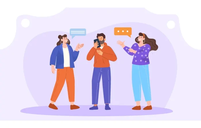 Vector Art Illustration of Young People Talking