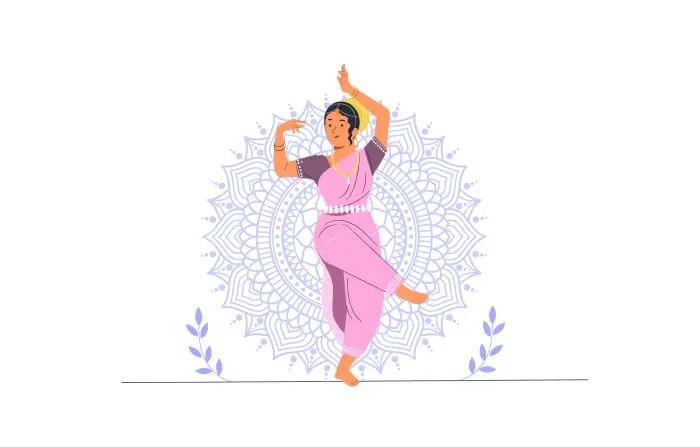 Vector Bharatanatyam Dance Illustration