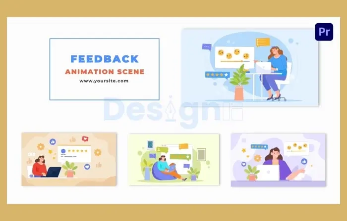 Vector Cartoon Customer Review Animation Scene