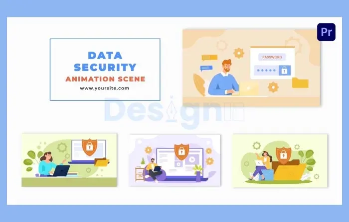 Vector Character 2D Cyber Security Animation Scene