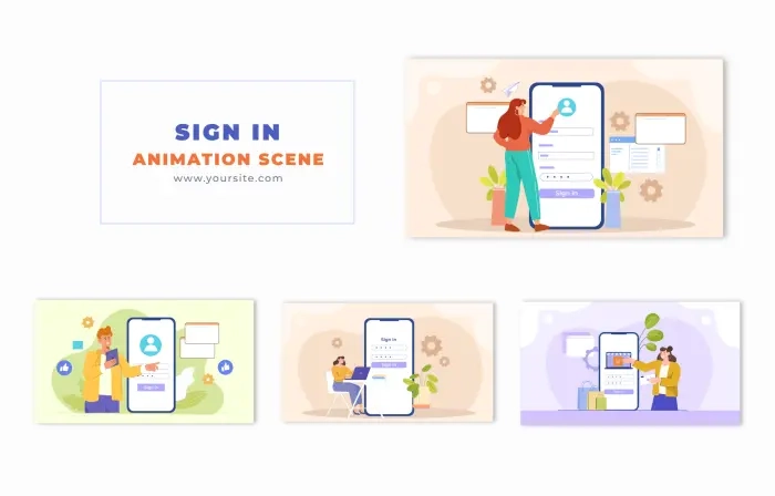 Vector Design Character Sign in Process Animation Scene