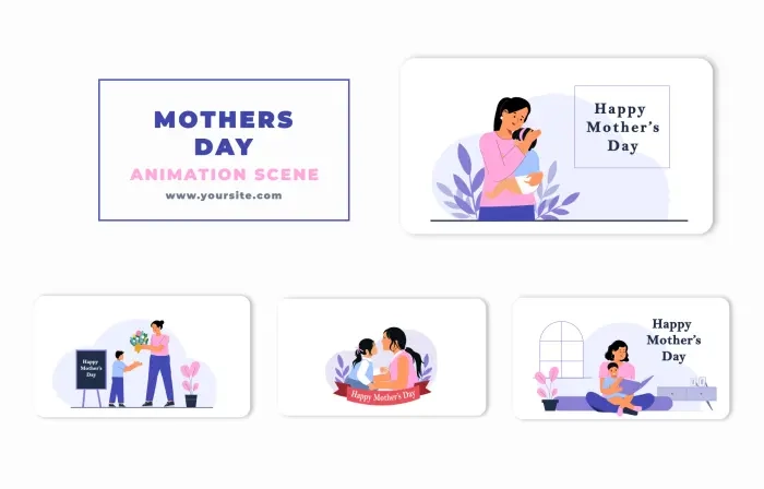 Vector Happy Mothers Day Animation Scene