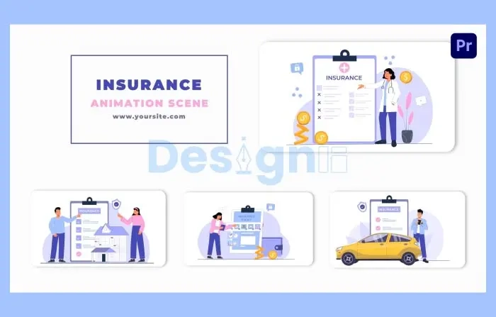 Vector Insurance Policy Animation Scene