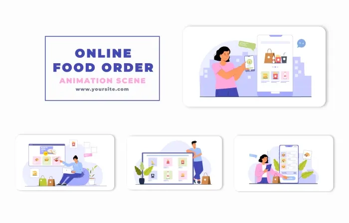Vector Online Food Order Animation Scene