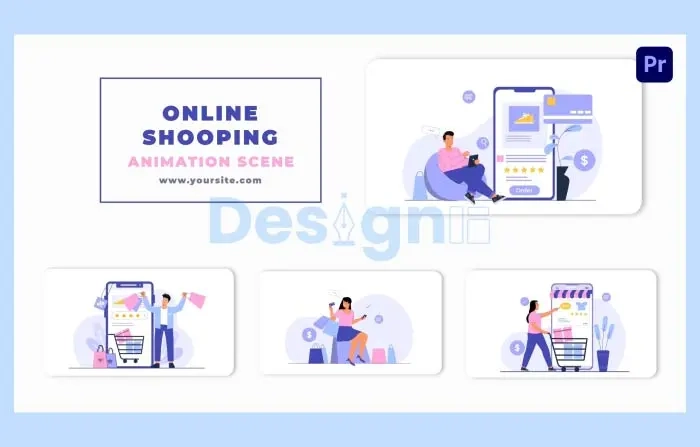 Vector Online Shopping with Mobile Animation Scene