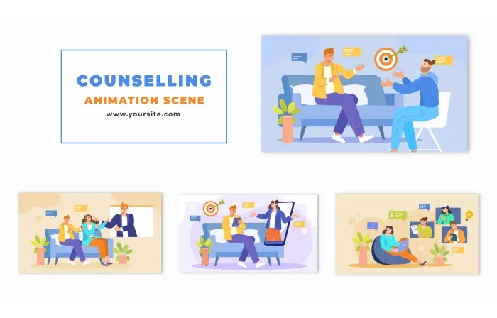 Vibrant Counselor Assisting Flat Design Animation