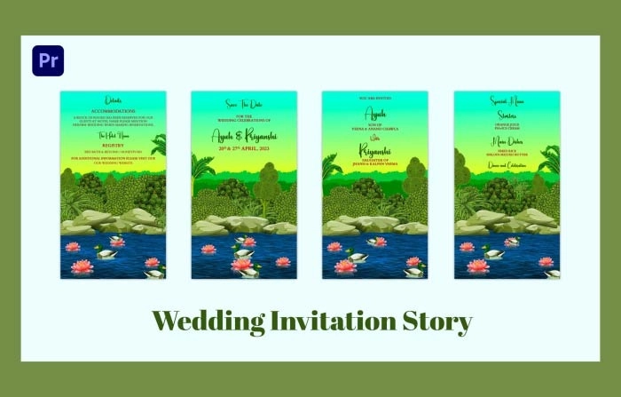 Vintage Wedding Invitation Video Instagram Story Premiere Pro Template