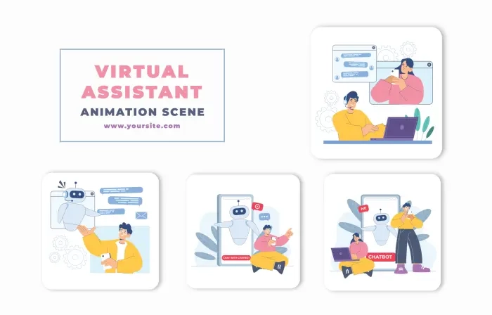 Virtual Assistant Flat Character Animation Scene
