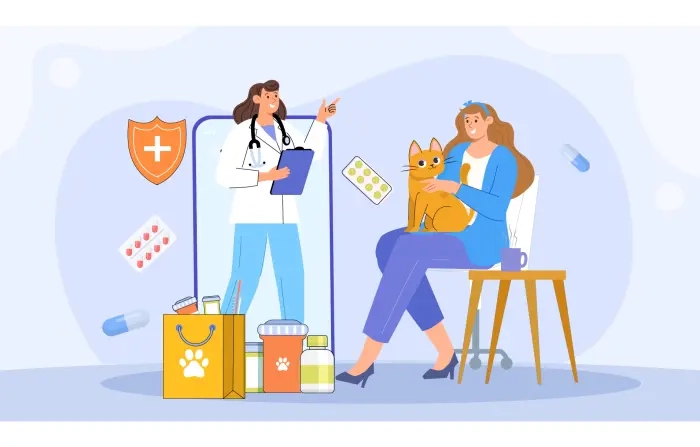 Virtual Doctor Consultation for Pet Vector Illustration image