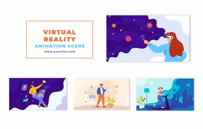Virtual Reality Technology Flat Vector Animation Scene
