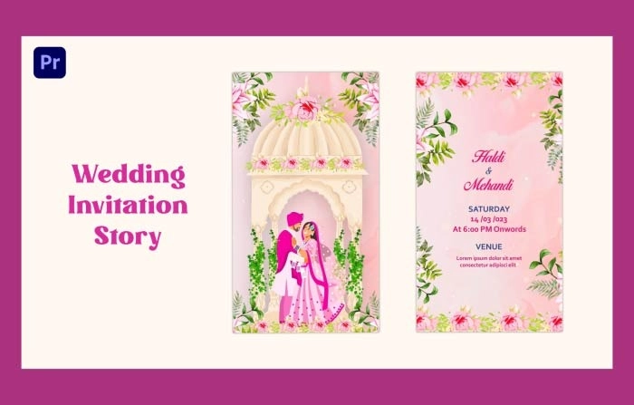 Watercolor Wedding Invitation Instagram Story Premiere Pro Template