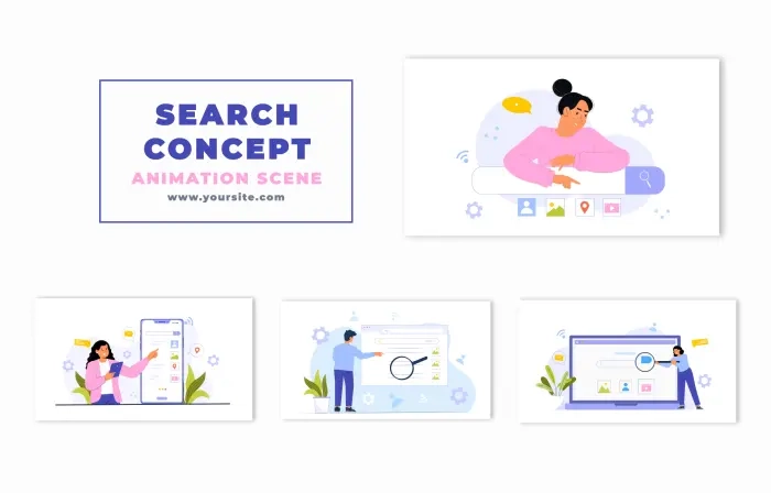 Web Search Concept Character Animation Scene