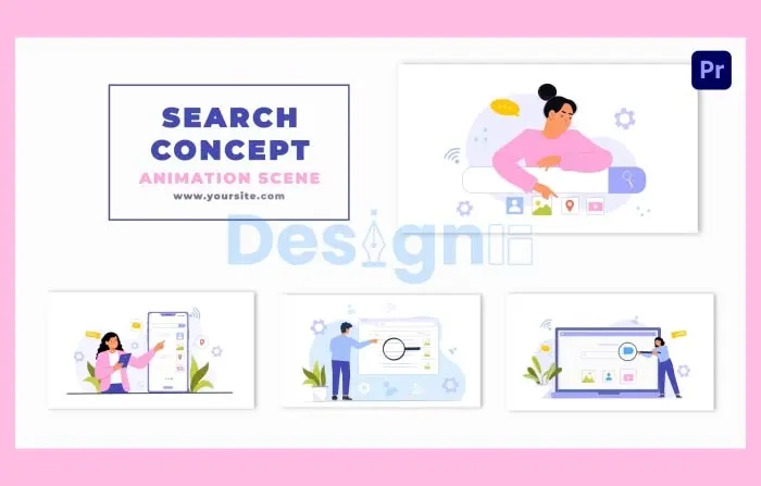 Web Search Concept Flat Character Animation Scene
