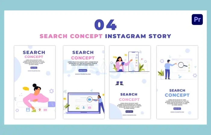 Web Searching Concept 2D Character Instagram Story