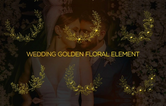 Wedding Golden Floral Element Pack After Effects Template