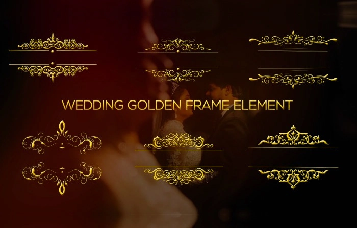 Wedding Golden Frame Element Motion Graphics Template