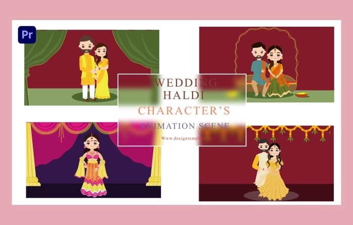 Wedding Haldi Character Animation Scene Premiere Pro Template