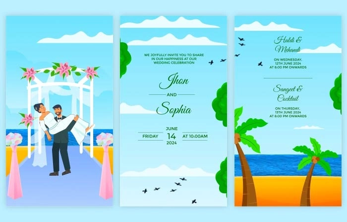 Western Character Wedding Invitation Instagram Story After Effects Template