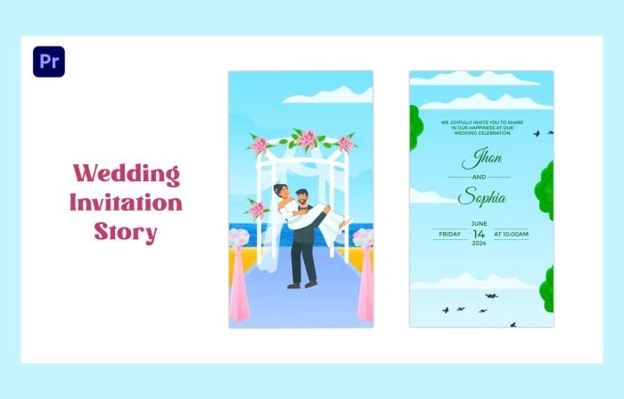 Western Character Wedding Invitation Instagram Story Premiere Pro Template