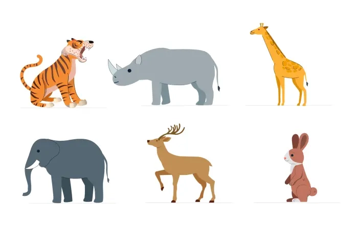 Wildlife Animals Flat Character Illustration