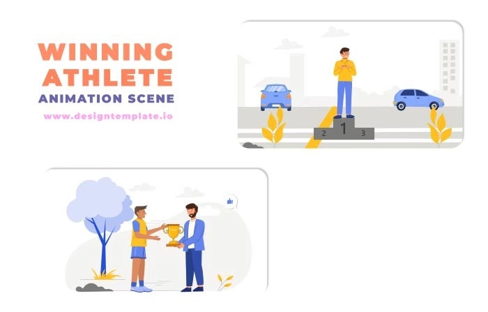 Winning Athlete Animation Scene After Effects Template