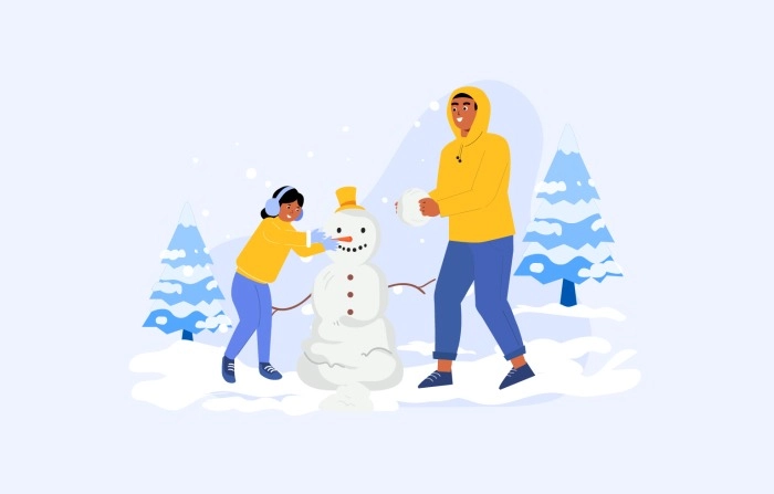 Winter Activity and Game Free Vector Illustration