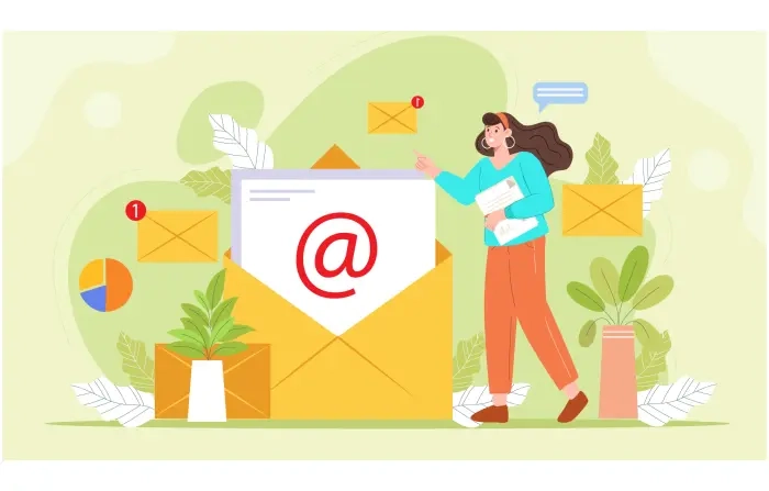 Woman with Email Envelope Icon Illustration