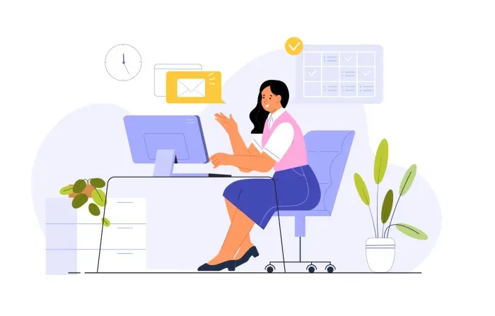 Women Working on Computer Illustration image