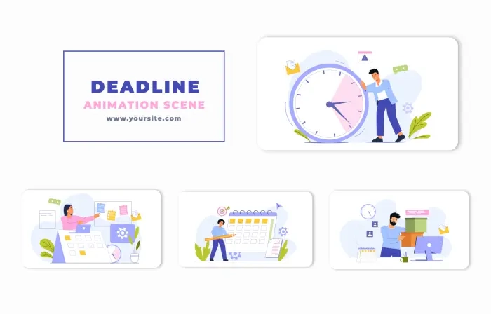 Work Deadline Flat Character Animation Scene