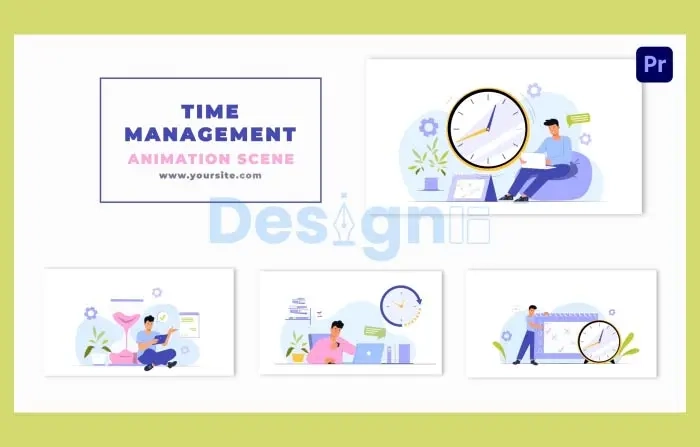 Work Time Management Flat Character Animation Scene