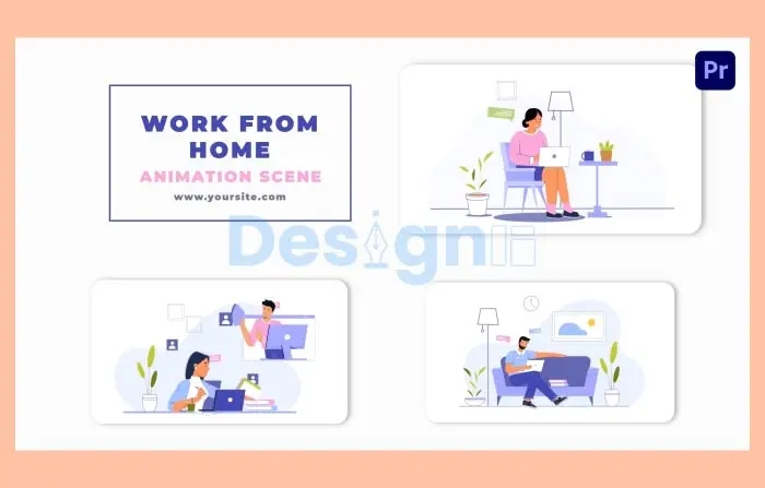 Vector Work from Home Animation Scene