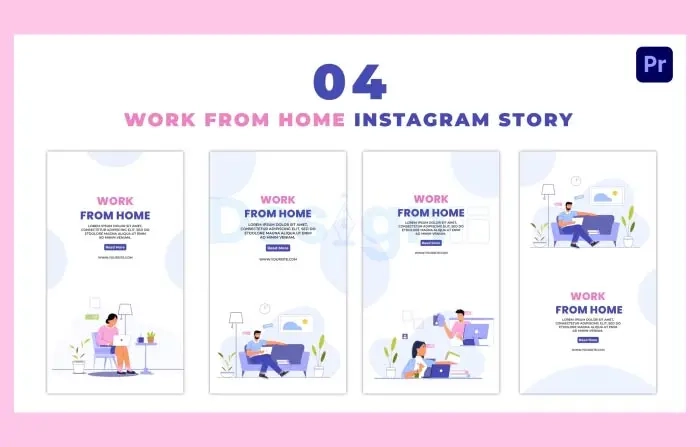 Work from Home Flat Vector Instagram Story