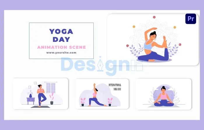Yoga Day Flat Character Animation Scene