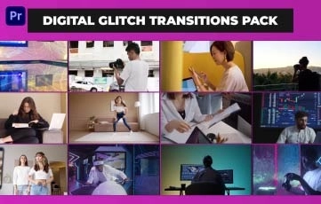 Digital Glitch Transitions Pack For Premiere Pro Template
