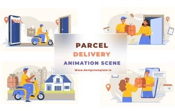 The Parcel Delivery Animation Scene After Effects Template